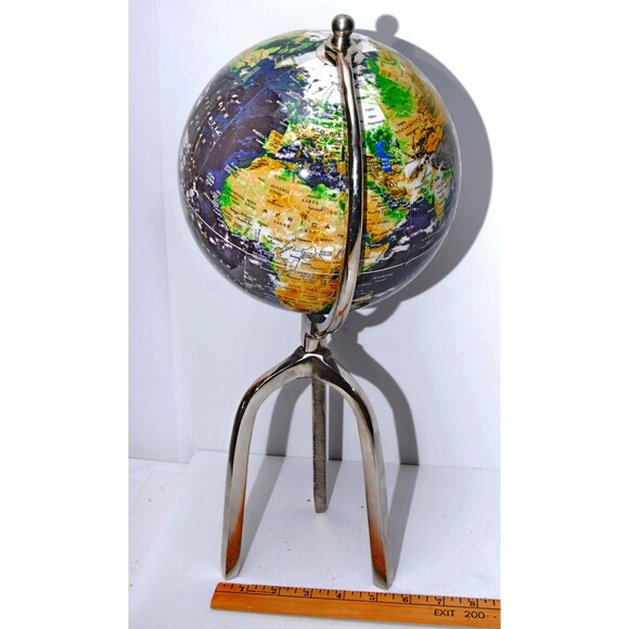 World Globe With Russia and Mongolia On Base Total Height About 17" - Picture 3 of 6